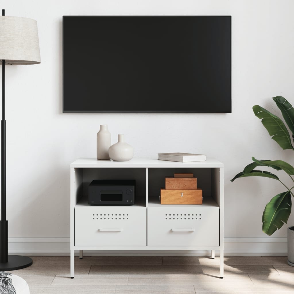 VidaXL Tv-meubel 68x39x50,5 cm koudgewalst staal wit