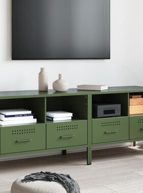 VidaXL Tv-meubelen 2 st 68x39x50,5 cm koudgewalst staal olijfgroen