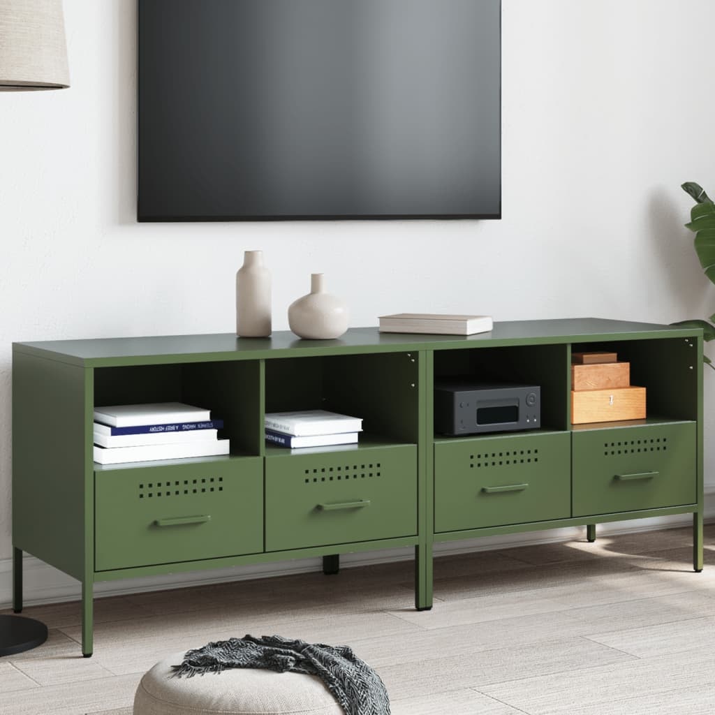 VidaXL Tv-meubelen 2 st 68x39x50,5 cm koudgewalst staal olijfgroen