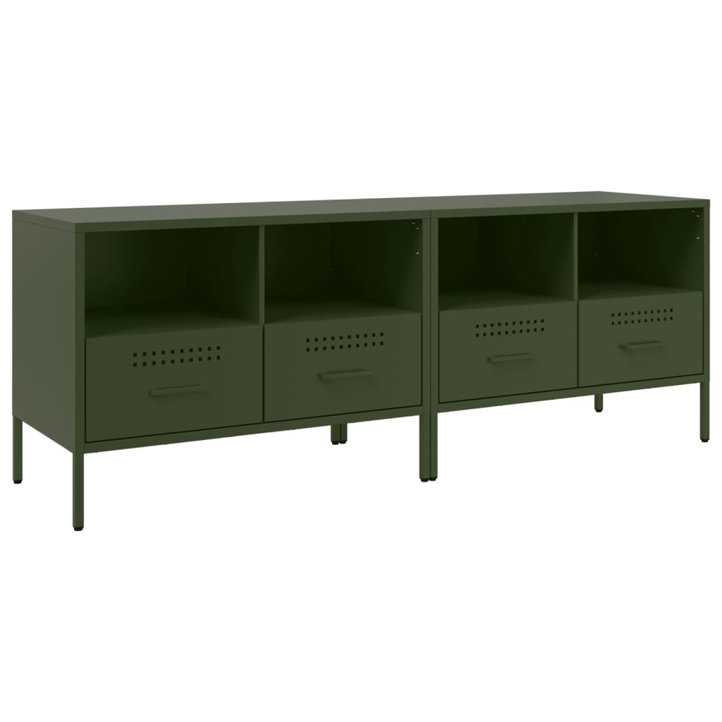 VidaXL Tv-meubelen 2 st 68x39x50,5 cm koudgewalst staal olijfgroen