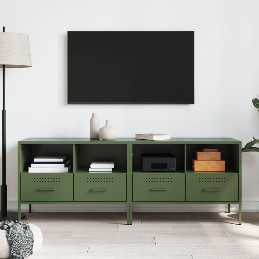 VidaXL Tv-meubelen 2 st 68x39x50,5 cm koudgewalst staal olijfgroen
