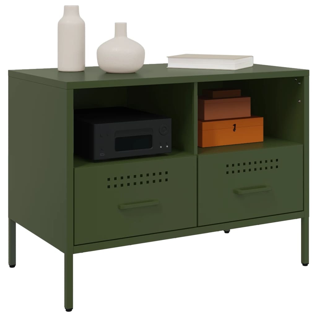 VidaXL Tv-meubelen 2 st 68x39x50,5 cm koudgewalst staal olijfgroen