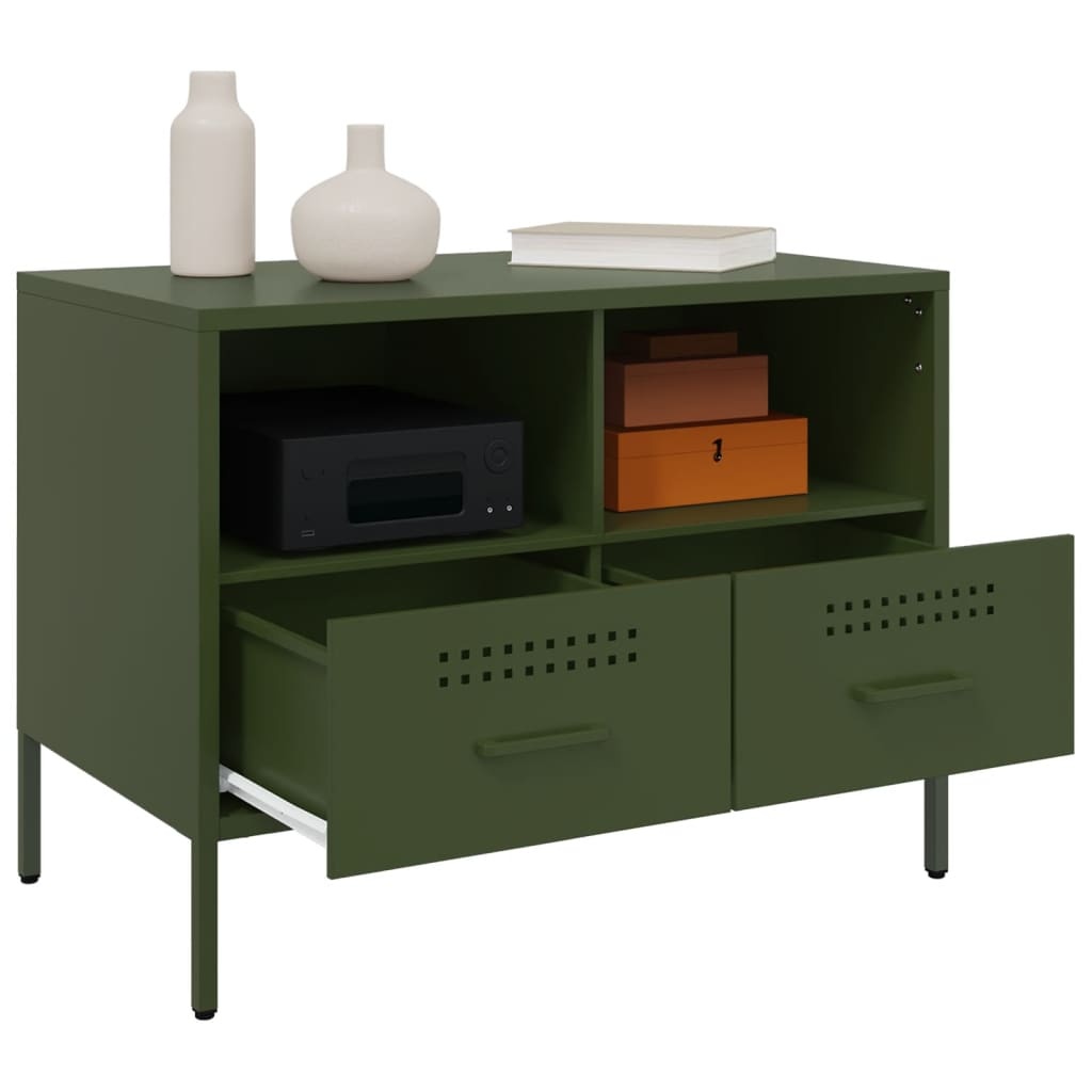 VidaXL Tv-meubelen 2 st 68x39x50,5 cm koudgewalst staal olijfgroen