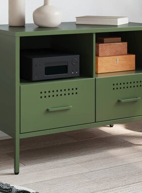 VidaXL Tv-meubel 68x39x50,5 cm koudgewalst staal olijfgroen