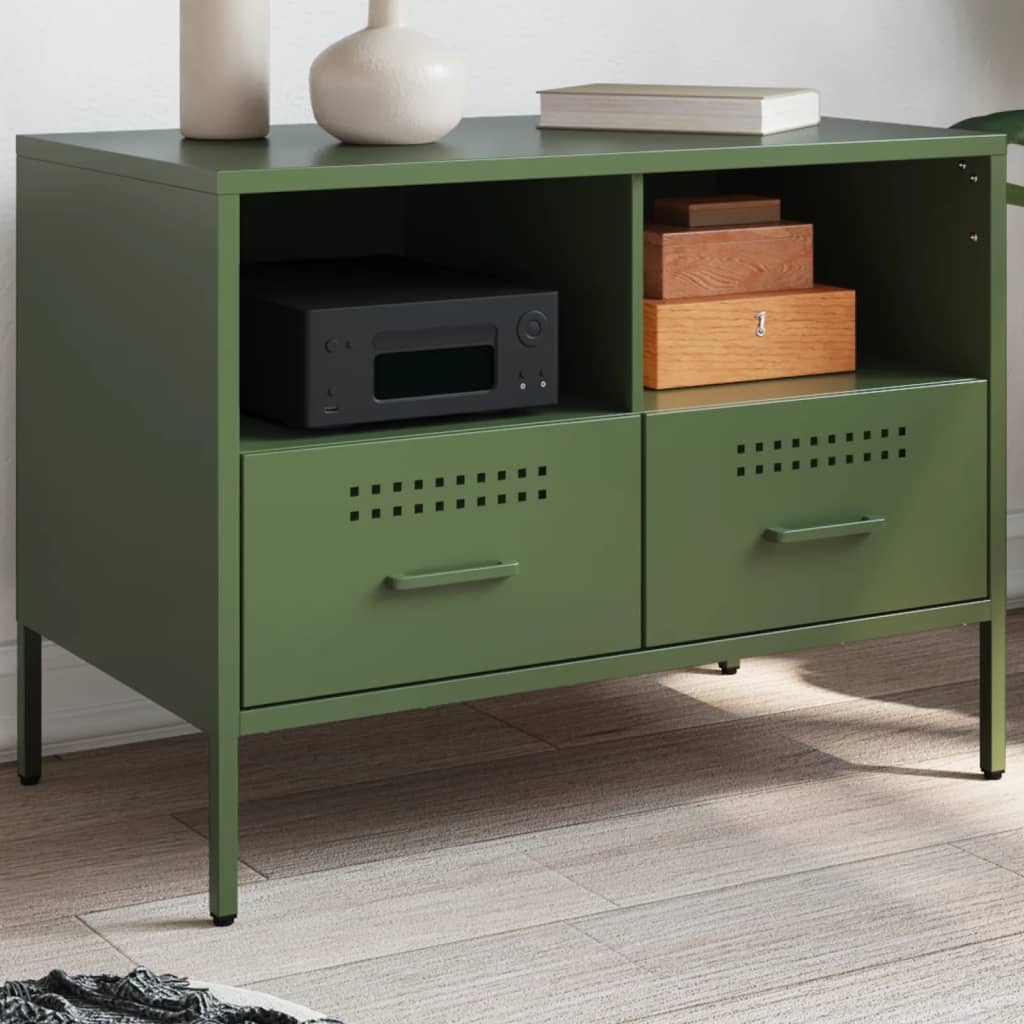 VidaXL Tv-meubel 68x39x50,5 cm koudgewalst staal olijfgroen