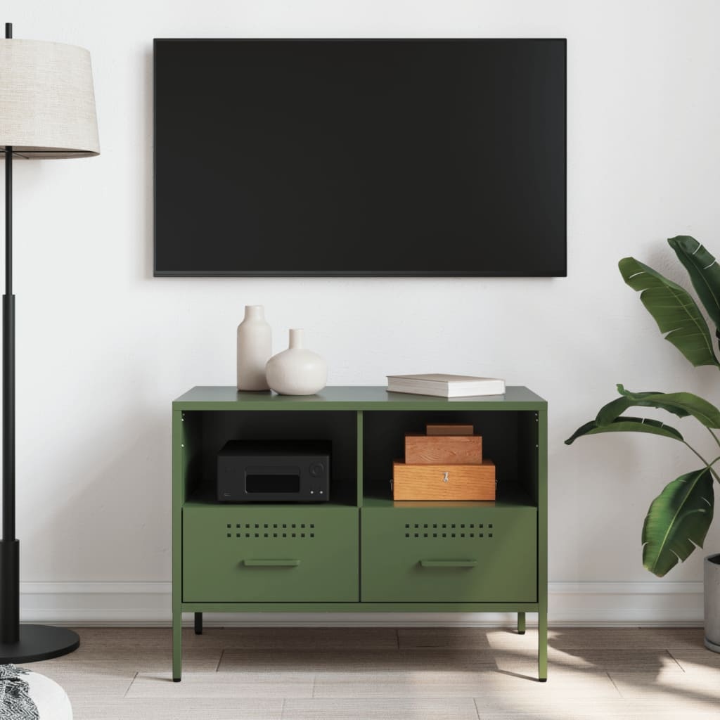 VidaXL Tv-meubel 68x39x50,5 cm koudgewalst staal olijfgroen