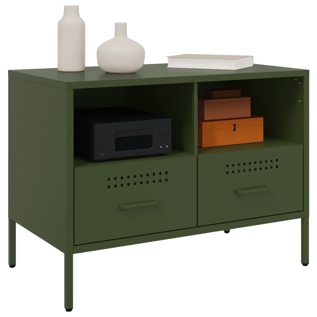 VidaXL Tv-meubel 68x39x50,5 cm koudgewalst staal olijfgroen
