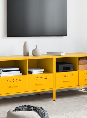 VidaXL Tv-meubelen 2 st 68x39x50,5 cm koudgewalst staal mosterdgeel