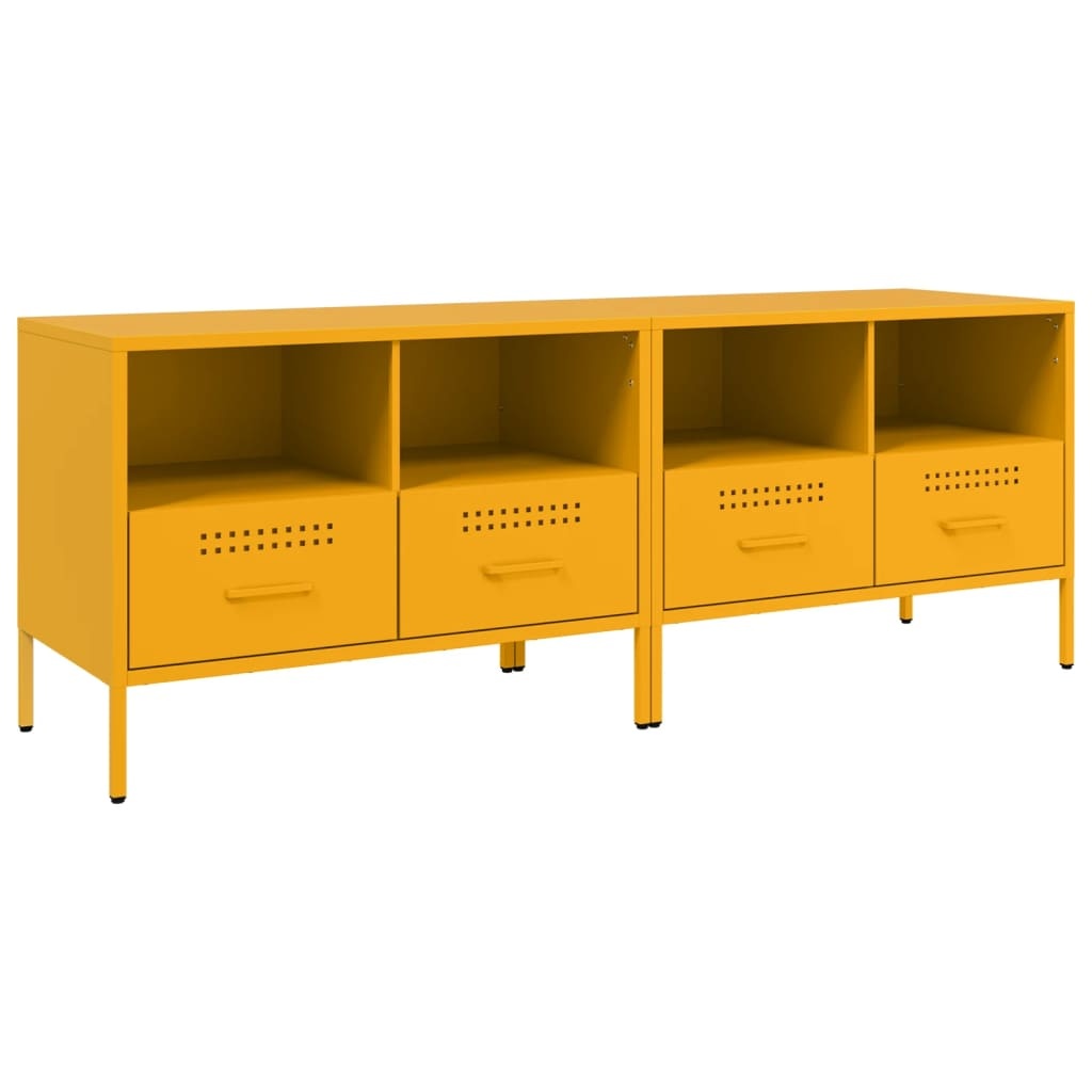 VidaXL Tv-meubelen 2 st 68x39x50,5 cm koudgewalst staal mosterdgeel