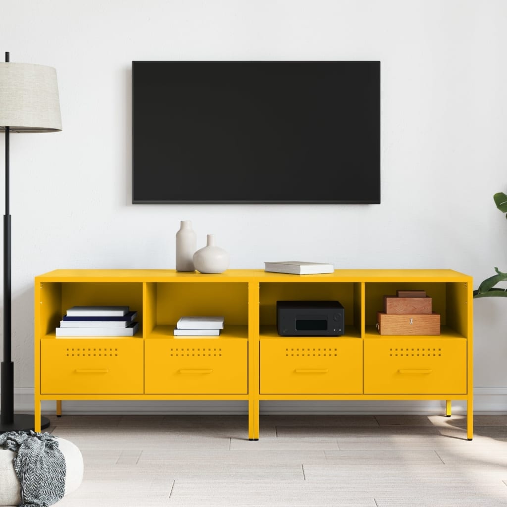 VidaXL Tv-meubelen 2 st 68x39x50,5 cm koudgewalst staal mosterdgeel