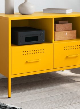 VidaXL Tv-meubel 68x39x50,5 cm koudgewalst staal mosterdgeel