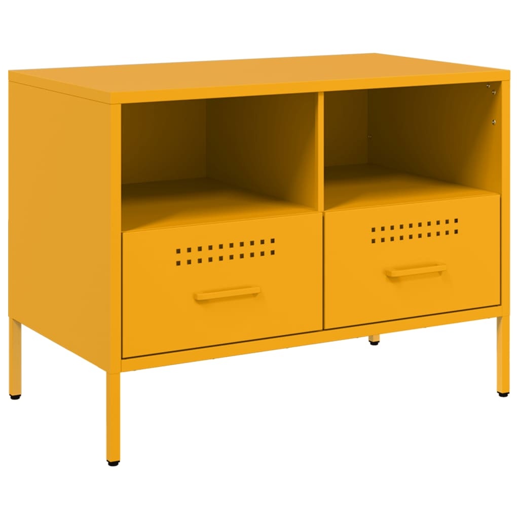 VidaXL Tv-meubel 68x39x50,5 cm koudgewalst staal mosterdgeel