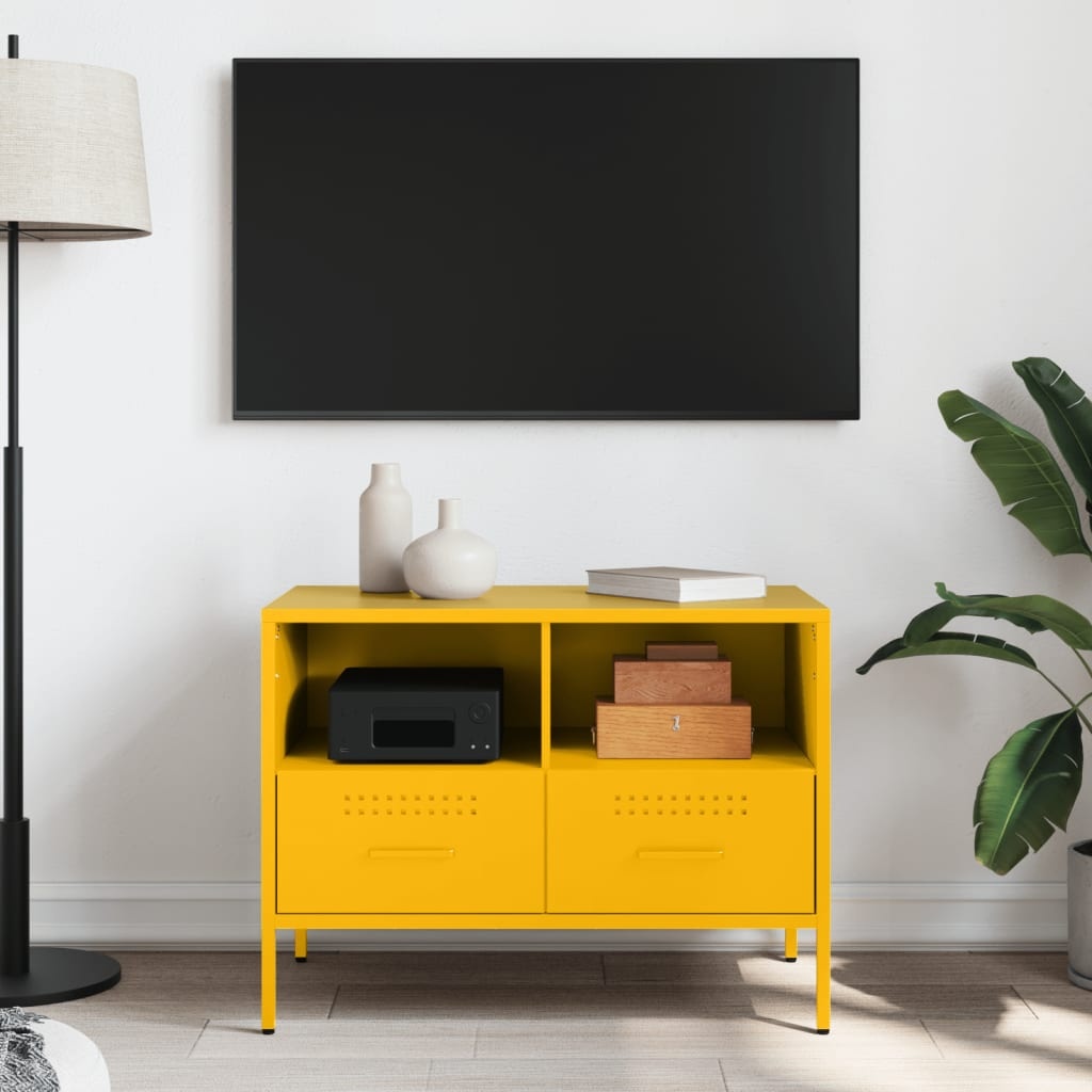VidaXL Tv-meubel 68x39x50,5 cm koudgewalst staal mosterdgeel