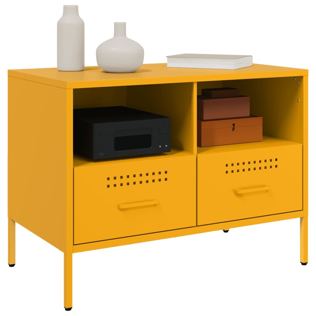 VidaXL Tv-meubel 68x39x50,5 cm koudgewalst staal mosterdgeel