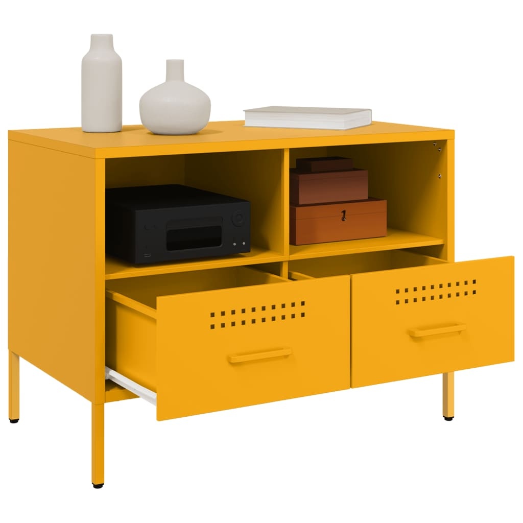 VidaXL Tv-meubel 68x39x50,5 cm koudgewalst staal mosterdgeel