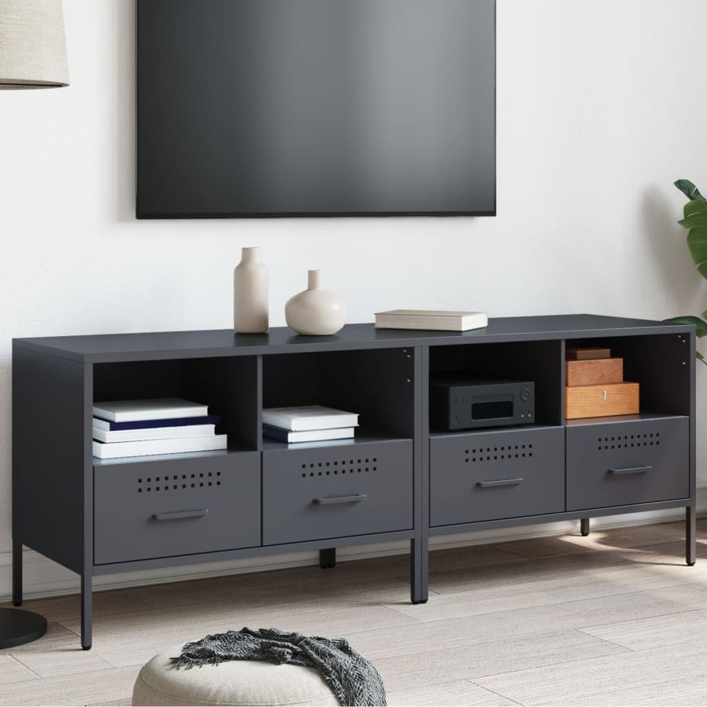 VidaXL Nachtkastjes 2 st 68x39x50,5 cm koudgewalst staal antraciet