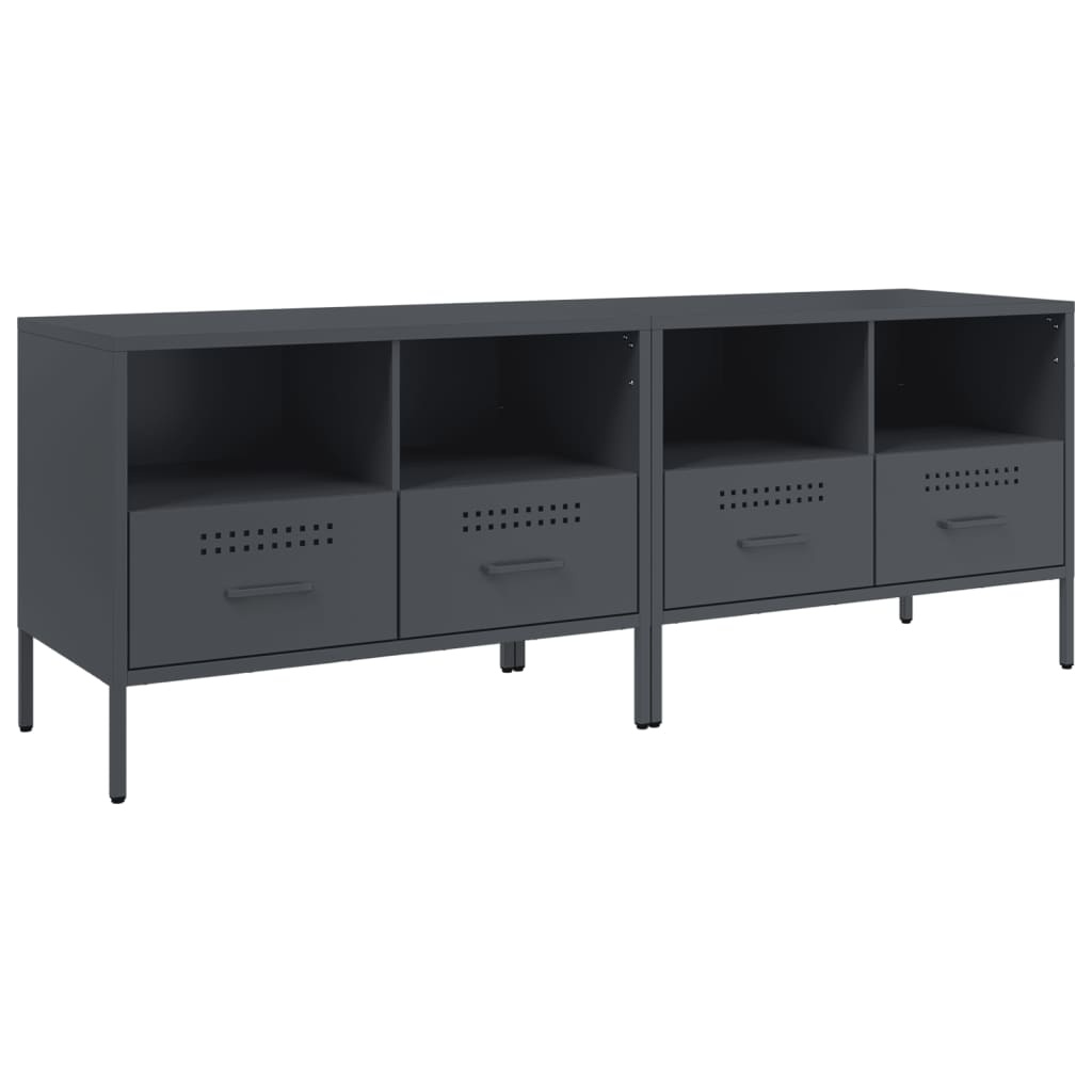 VidaXL Nachtkastjes 2 st 68x39x50,5 cm koudgewalst staal antraciet