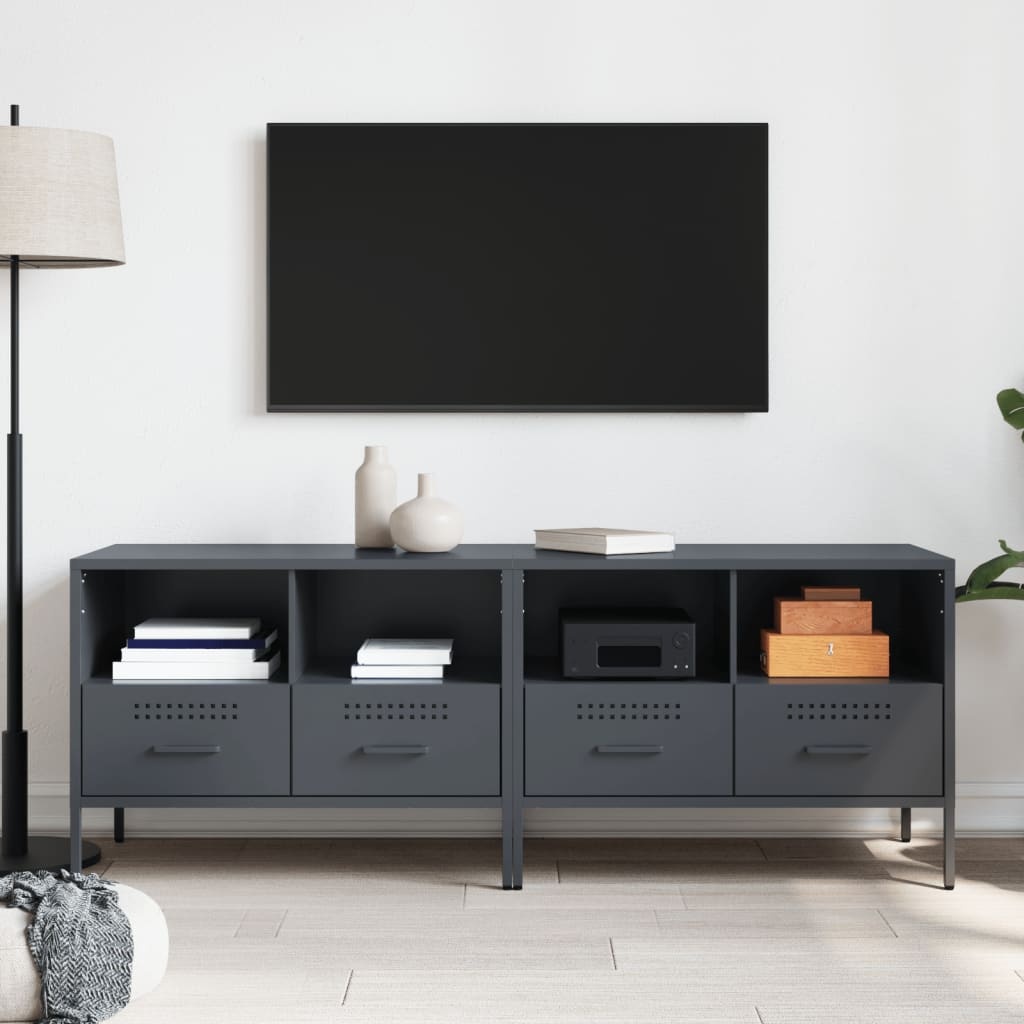 VidaXL Nachtkastjes 2 st 68x39x50,5 cm koudgewalst staal antraciet