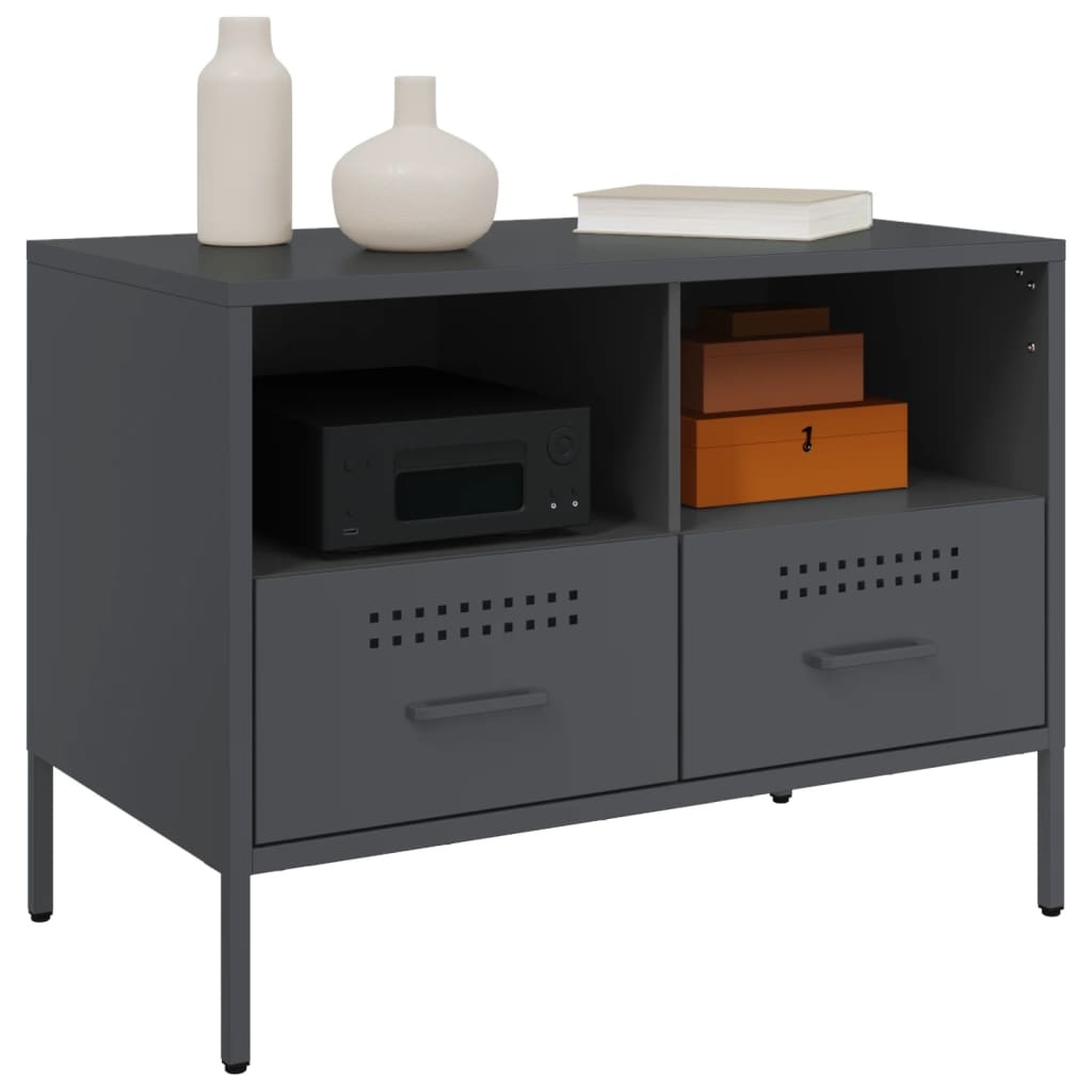 VidaXL Nachtkastjes 2 st 68x39x50,5 cm koudgewalst staal antraciet