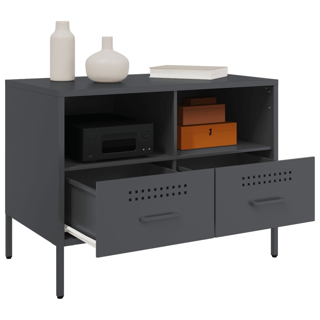 VidaXL Nachtkastjes 2 st 68x39x50,5 cm koudgewalst staal antraciet