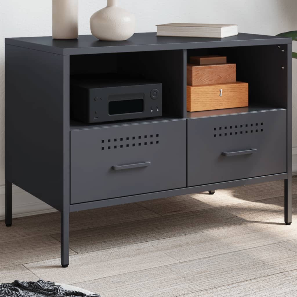 VidaXL Tv-meubel 68x39x50,5 cm koudgewalst staal antracietkleurig