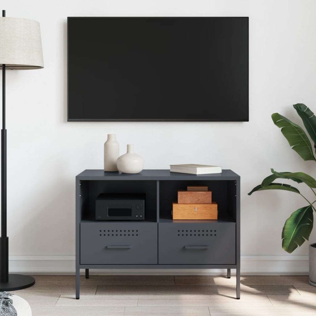 VidaXL Tv-meubel 68x39x50,5 cm koudgewalst staal antracietkleurig