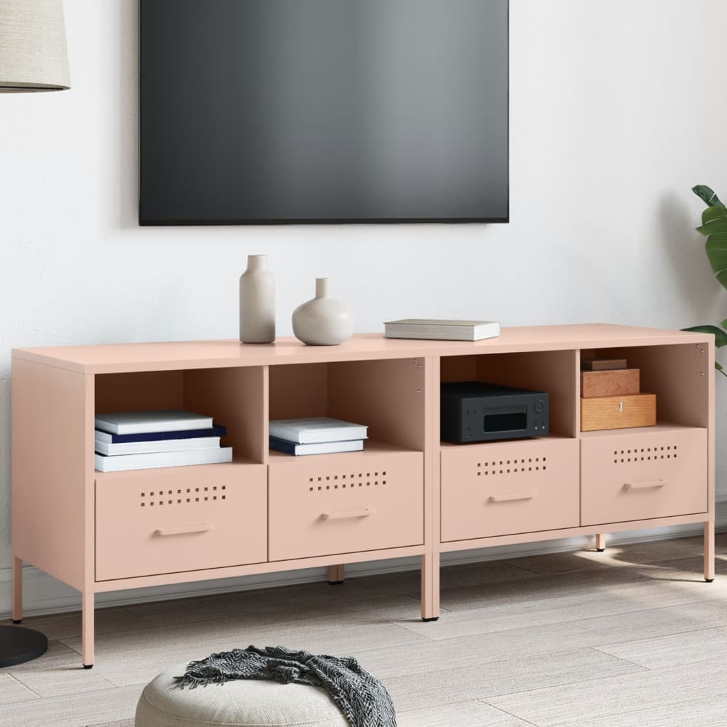 VidaXL Tv-meubelen 2 st 68x39x50,5 cm koudgewalst staal roze