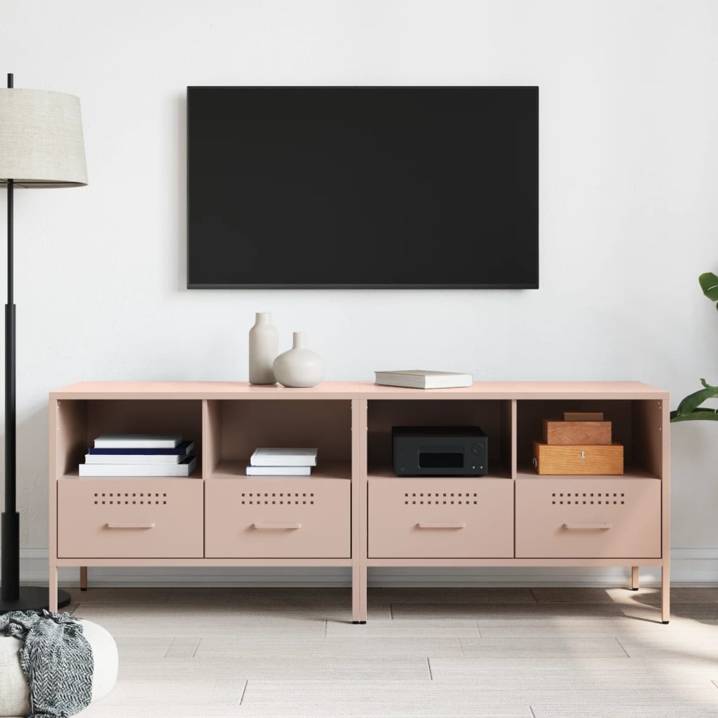 VidaXL Tv-meubelen 2 st 68x39x50,5 cm koudgewalst staal roze