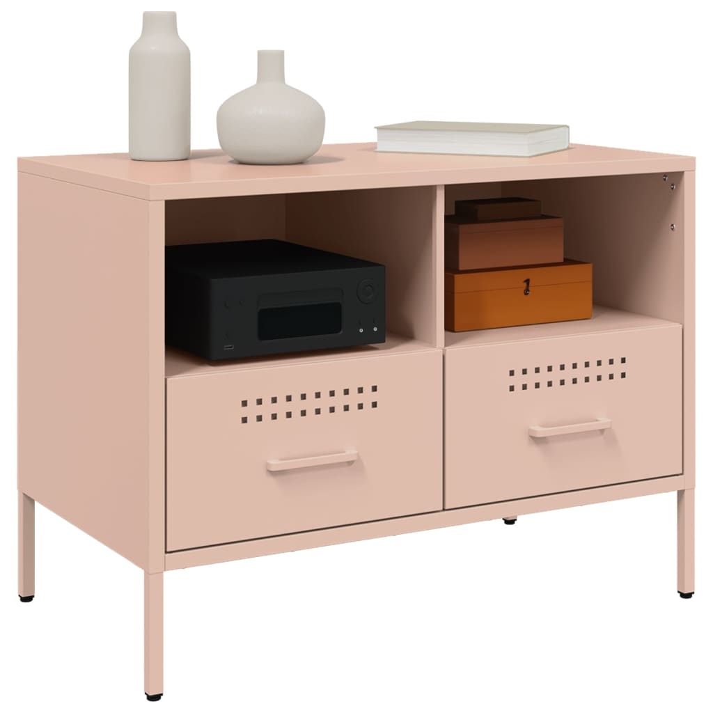 VidaXL Tv-meubelen 2 st 68x39x50,5 cm koudgewalst staal roze
