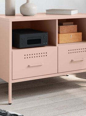 VidaXL Tv-meubel 68x39x50,5 cm koudgewalst staal roze
