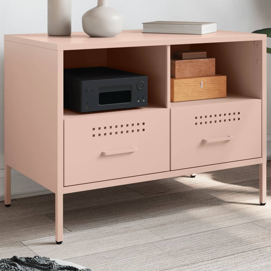 VidaXL Tv-meubel 68x39x50,5 cm koudgewalst staal roze