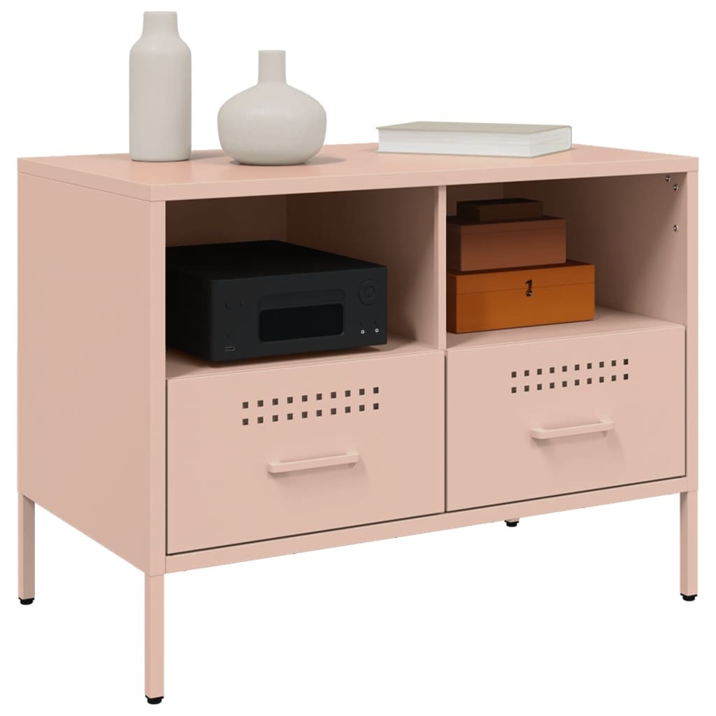 VidaXL Tv-meubel 68x39x50,5 cm koudgewalst staal roze