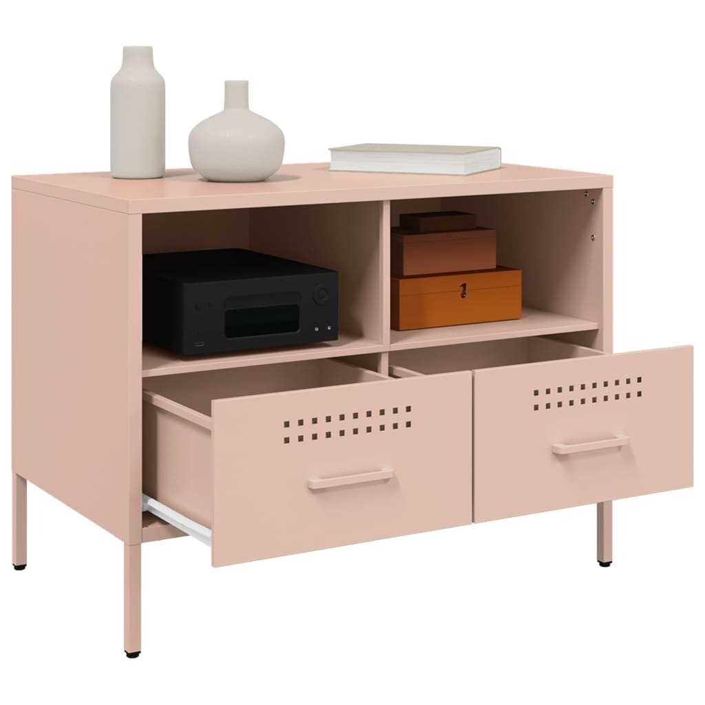 VidaXL Tv-meubel 68x39x50,5 cm koudgewalst staal roze