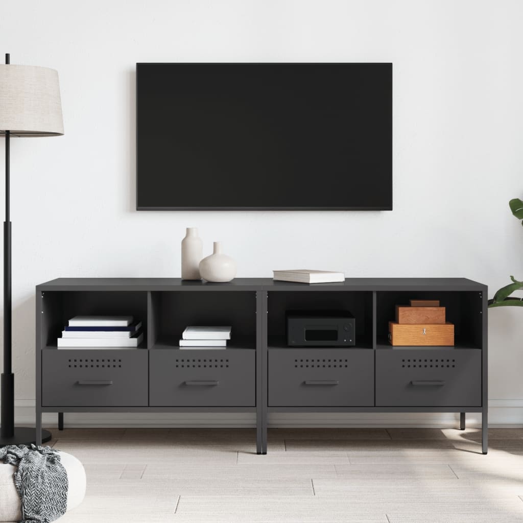 VidaXL Tv-meubelen 2 st 68x39x50,5 cm koudgewalst staal zwart