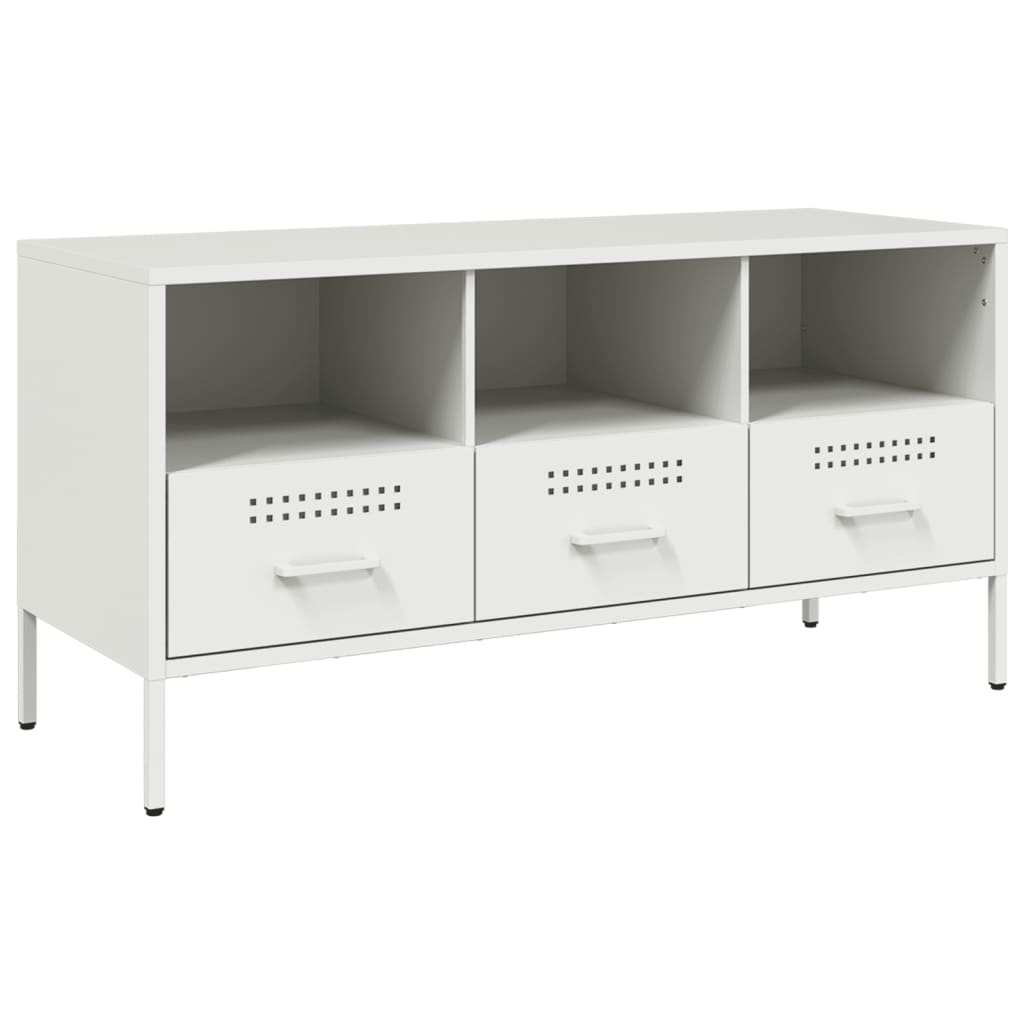 VidaXL Tv-meubel 100,5x39x50,5 cm koudgewalst staal wit