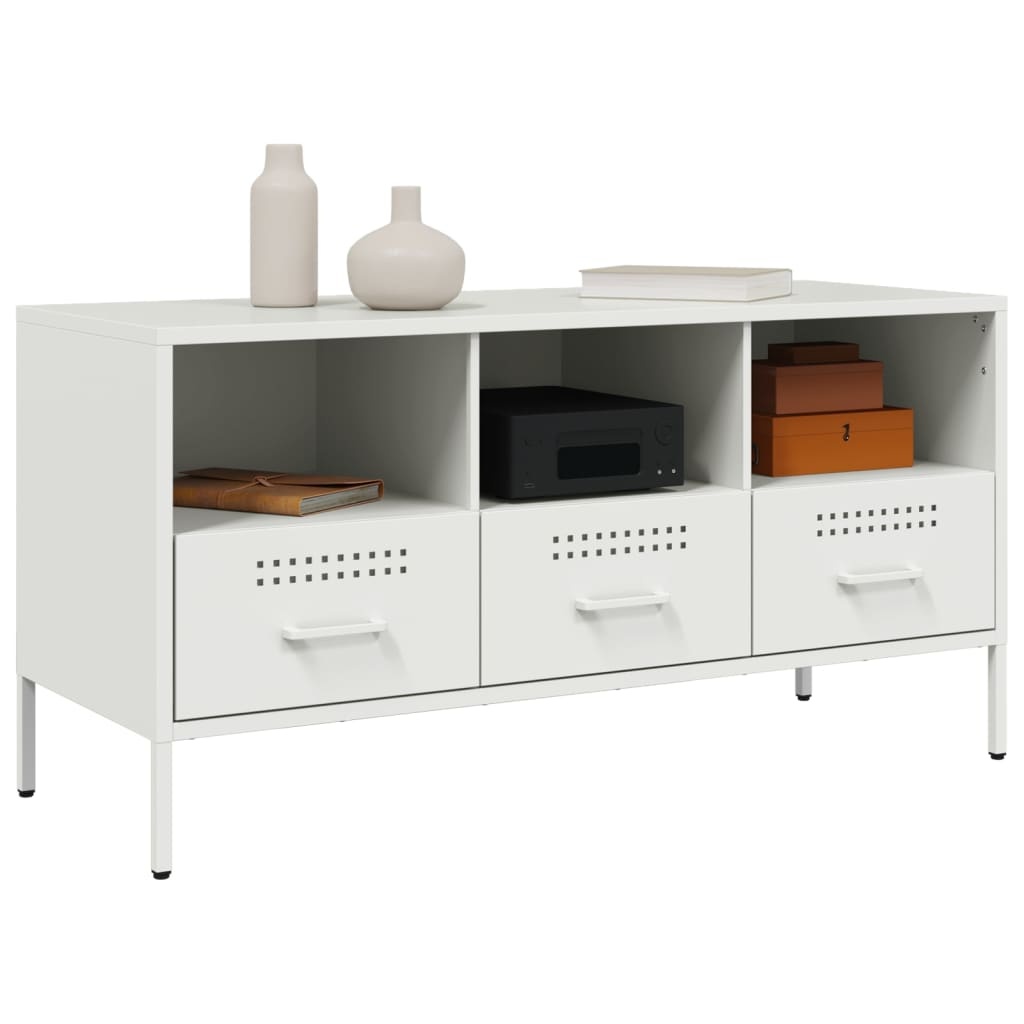 VidaXL Tv-meubel 100,5x39x50,5 cm koudgewalst staal wit
