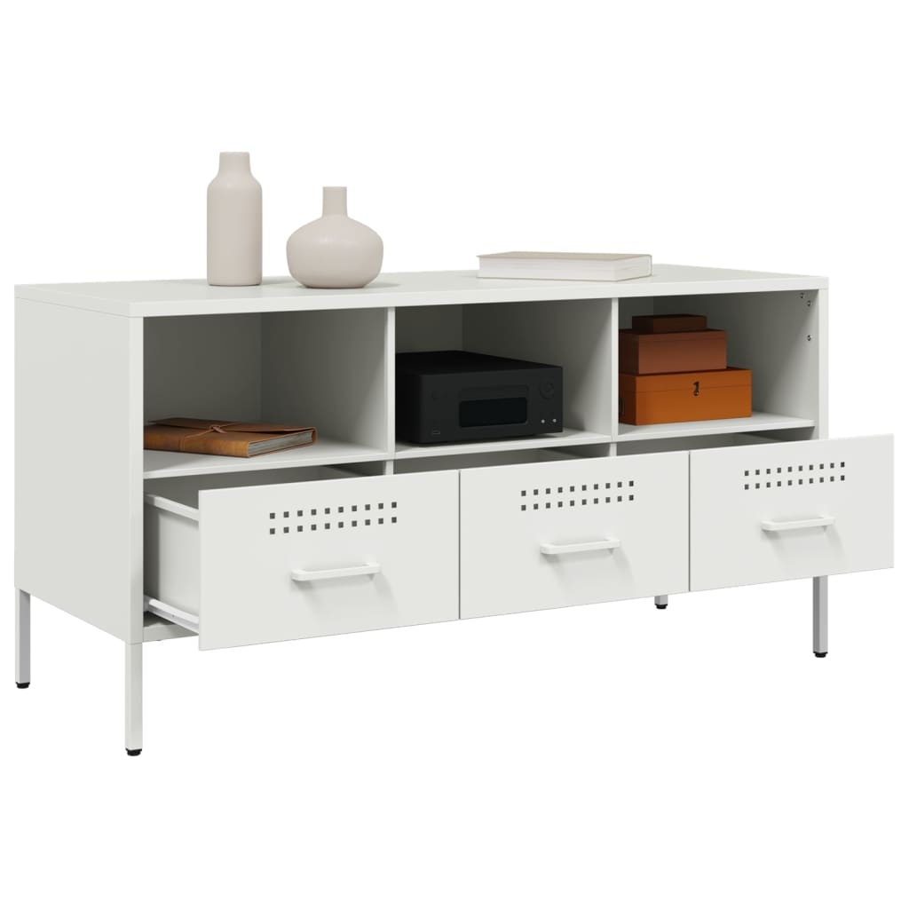 VidaXL Tv-meubel 100,5x39x50,5 cm koudgewalst staal wit