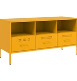 VidaXL Tv-meubel 100,5x39x50,5 cm koudgewalst staal mosterdgeel