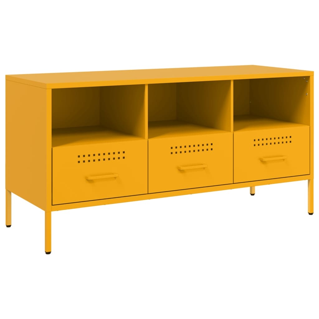 VidaXL Tv-meubel 100,5x39x50,5 cm koudgewalst staal mosterdgeel
