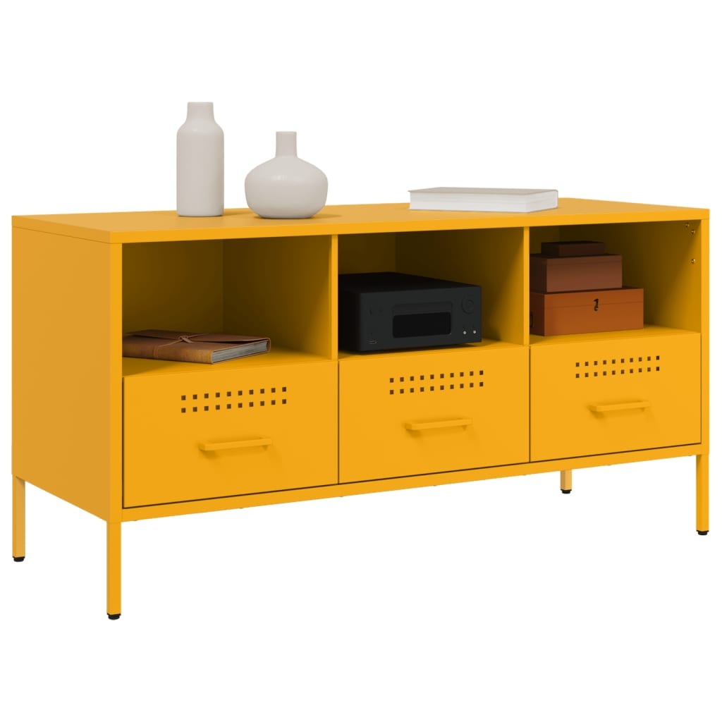 VidaXL Tv-meubel 100,5x39x50,5 cm koudgewalst staal mosterdgeel