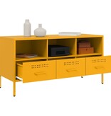 VidaXL Tv-meubel 100,5x39x50,5 cm koudgewalst staal mosterdgeel