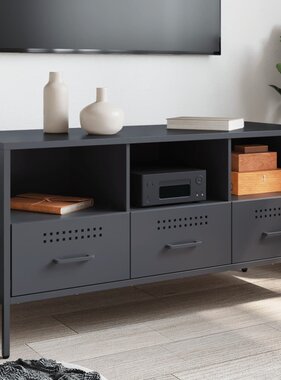 VidaXL Tv-meubel 100,5x39x50,5 cm koudgewalst staal antracietkleurig