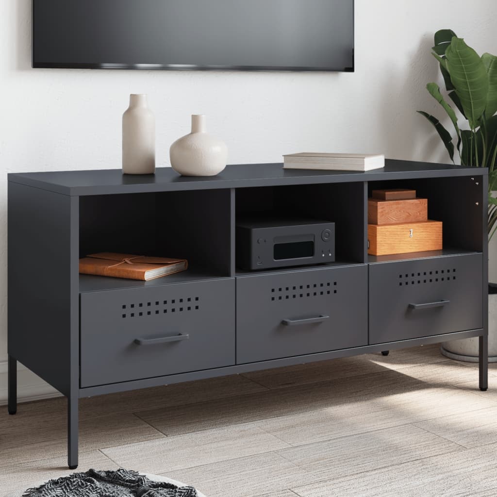 VidaXL Tv-meubel 100,5x39x50,5 cm koudgewalst staal antracietkleurig