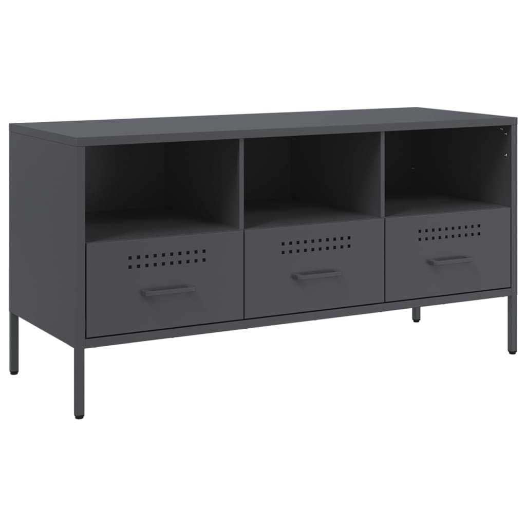 VidaXL Tv-meubel 100,5x39x50,5 cm koudgewalst staal antracietkleurig
