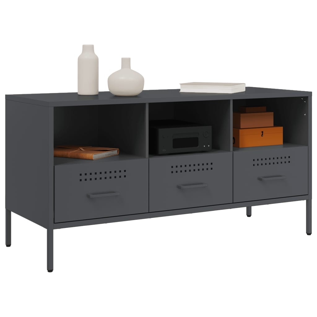 VidaXL Tv-meubel 100,5x39x50,5 cm koudgewalst staal antracietkleurig