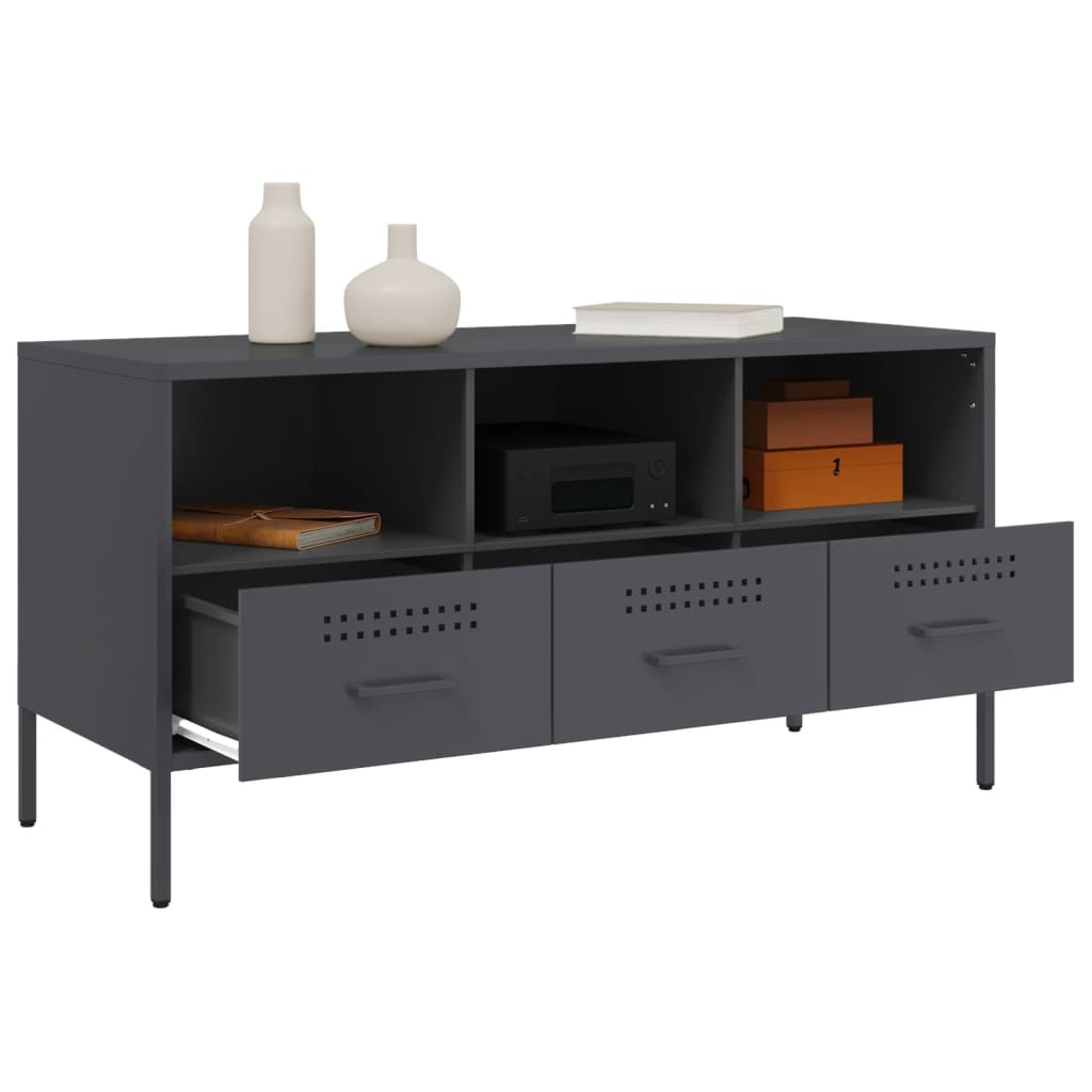 VidaXL Tv-meubel 100,5x39x50,5 cm koudgewalst staal antracietkleurig