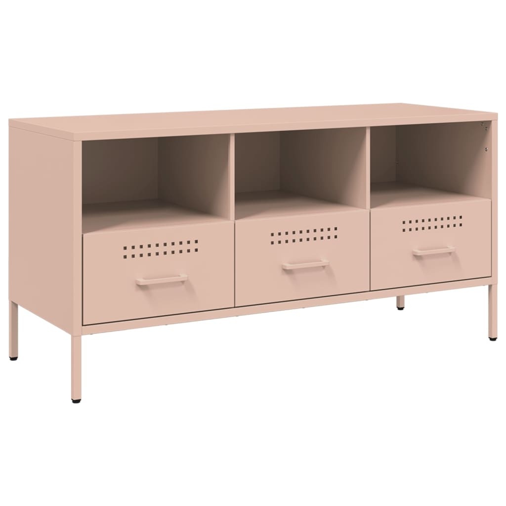 VidaXL Tv-meubel 100,5x39x50,5 cm koudgewalst staal roze