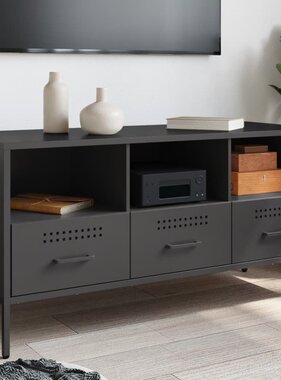 VidaXL Tv-meubel 100,5x39x50,5 cm koudgewalst staal zwart