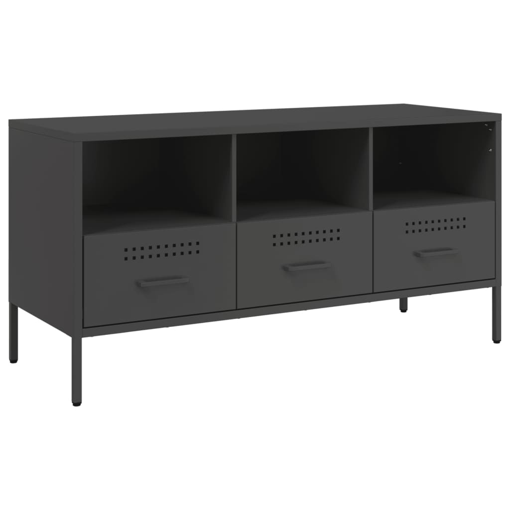 VidaXL Tv-meubel 100,5x39x50,5 cm koudgewalst staal zwart