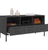 VidaXL Tv-meubel 100,5x39x50,5 cm koudgewalst staal zwart